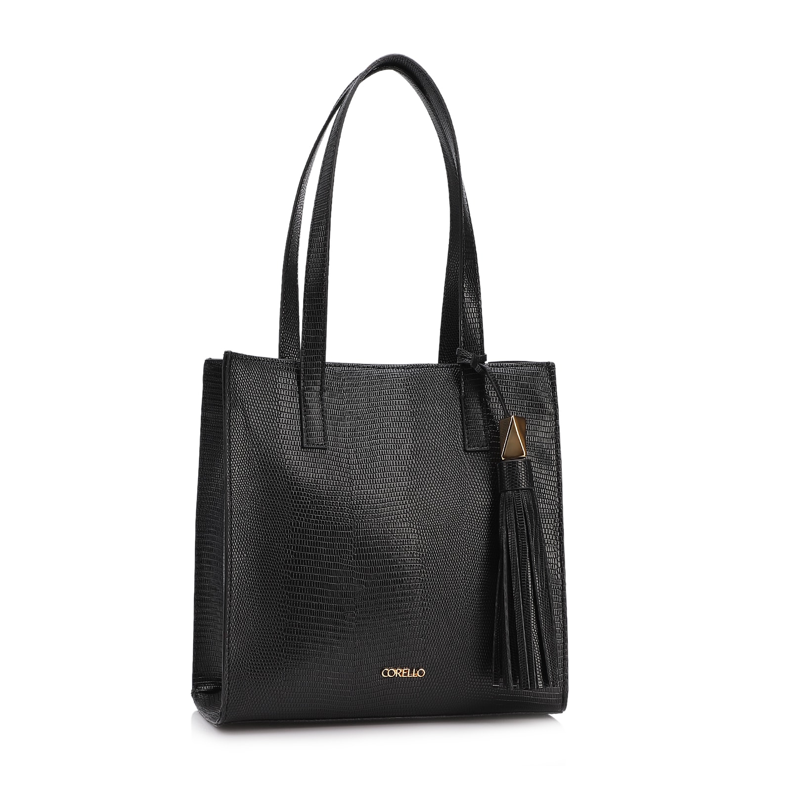 Bolsa Tote Grande Alt Lezard Preto Barbicacho