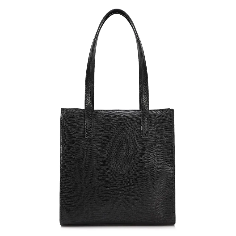Bolsa Tote Grande Alt Lezard Preto Barbicacho - imagem 4