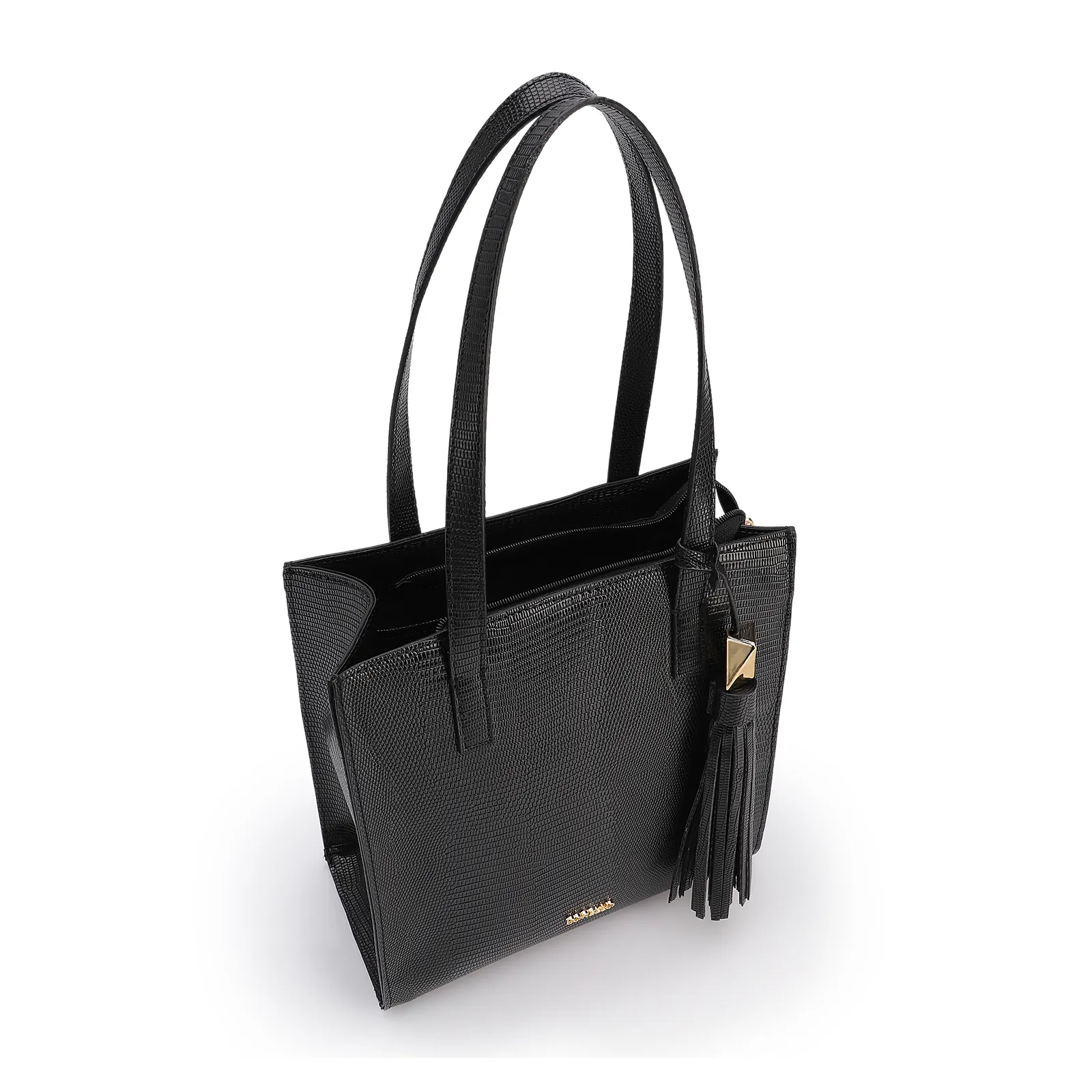 Bolsa Tote Grande Alt Lezard Preto Barbicacho