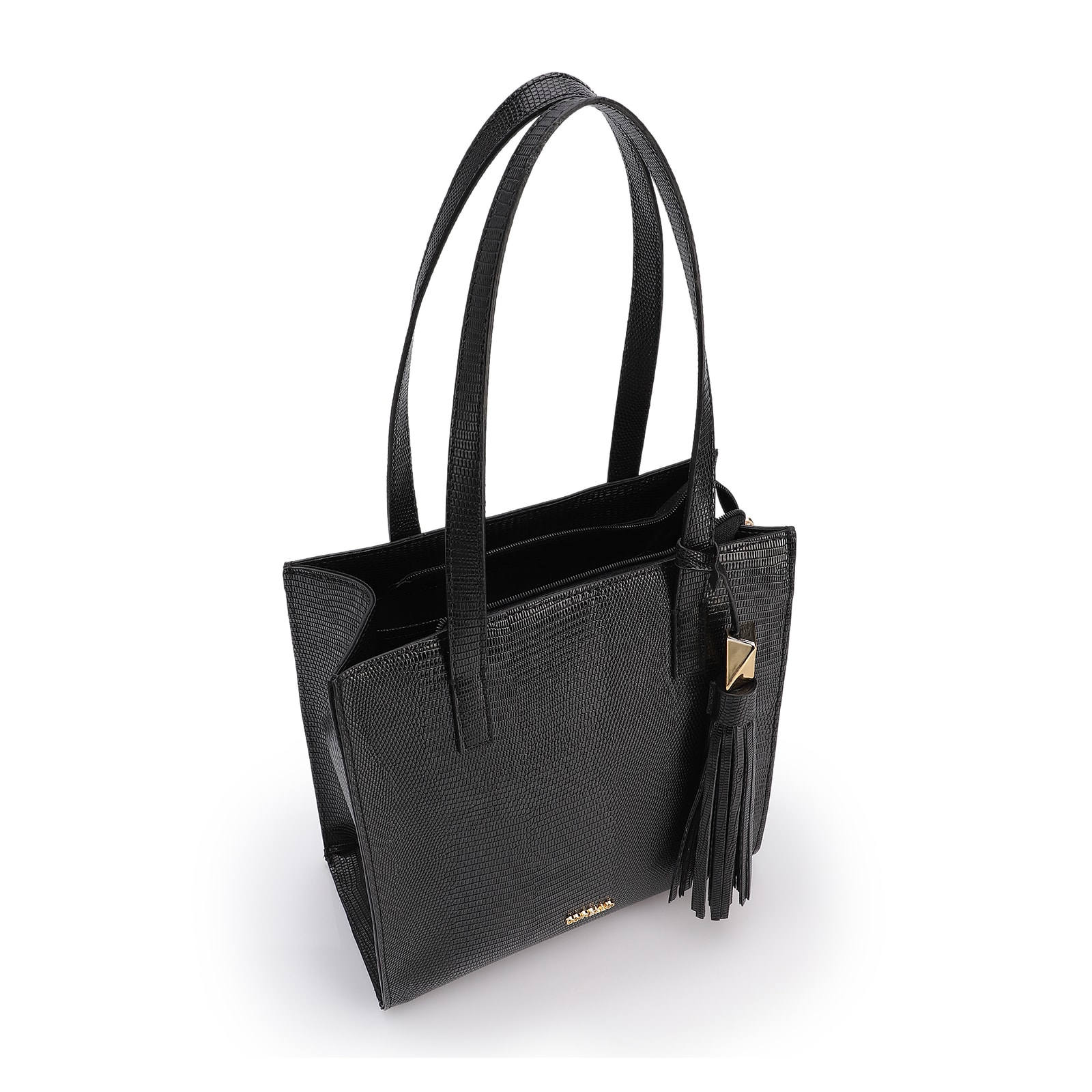 Bolsa Tote Grande Alt Lezard Preto Barbicacho