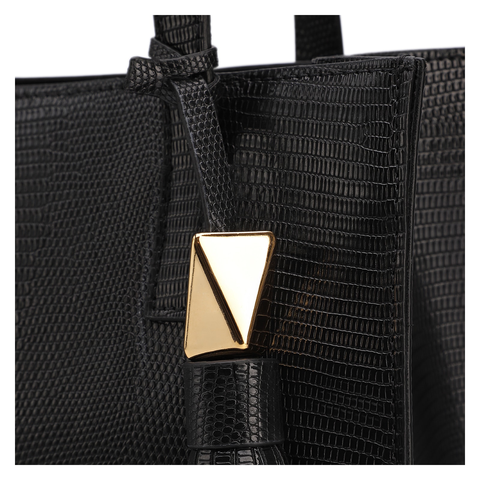 Bolsa Tote Grande Alt Lezard Preto Barbicacho