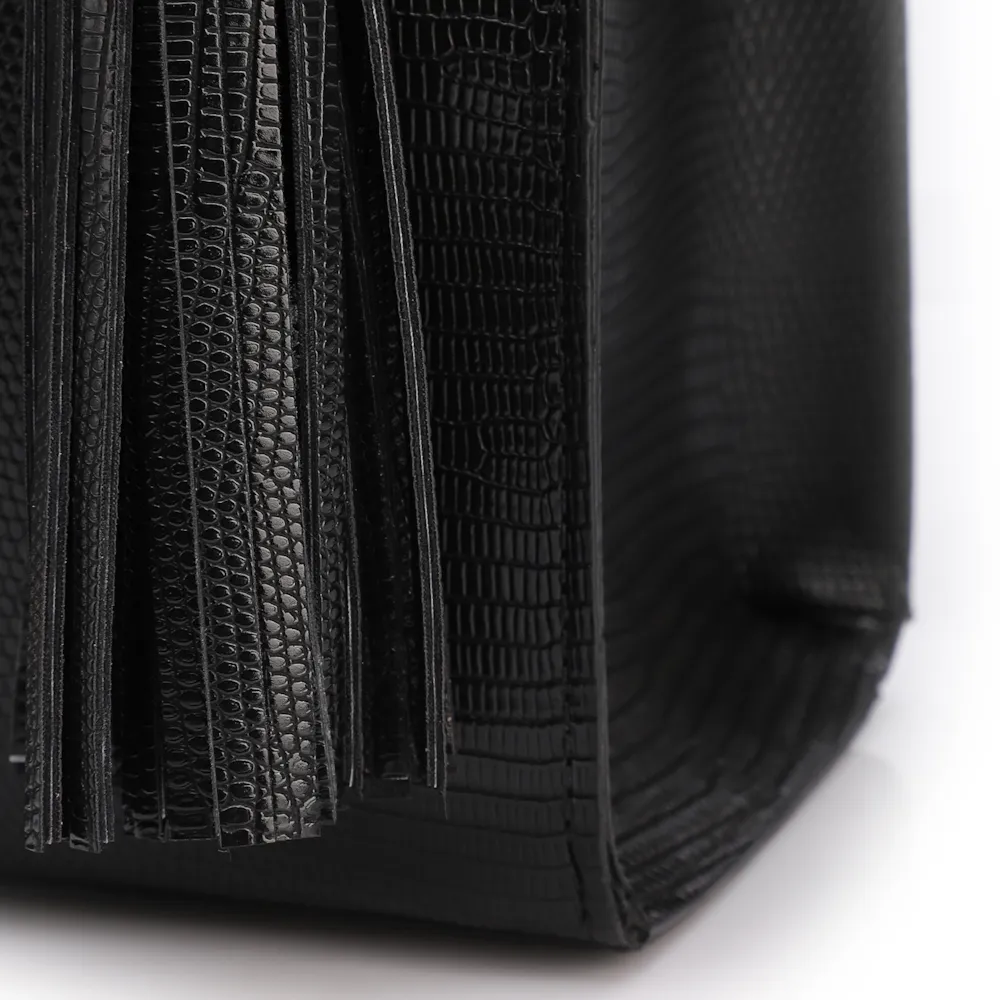 Bolsa Tote Grande Alt Lezard Preto Barbicacho - imagem 9