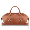 Bolsa Tote Grande Couro Antique Marrom Claro Argolas Douradas - imagem 1