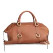 Bolsa Tote Grande Couro Antique Marrom Claro Argolas Douradas - imagem 2