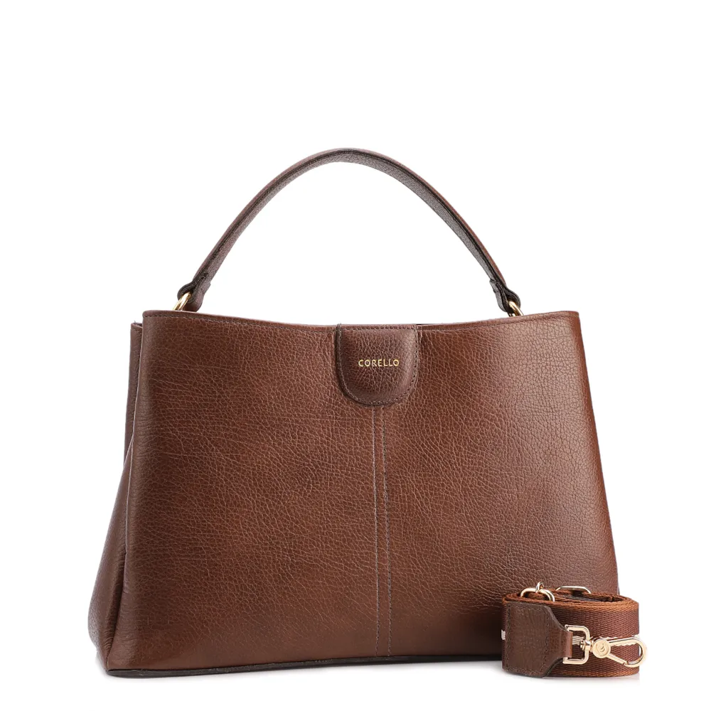 Bolsa Tote Grande Couro Antique Marrom Divisórias - imagem 3