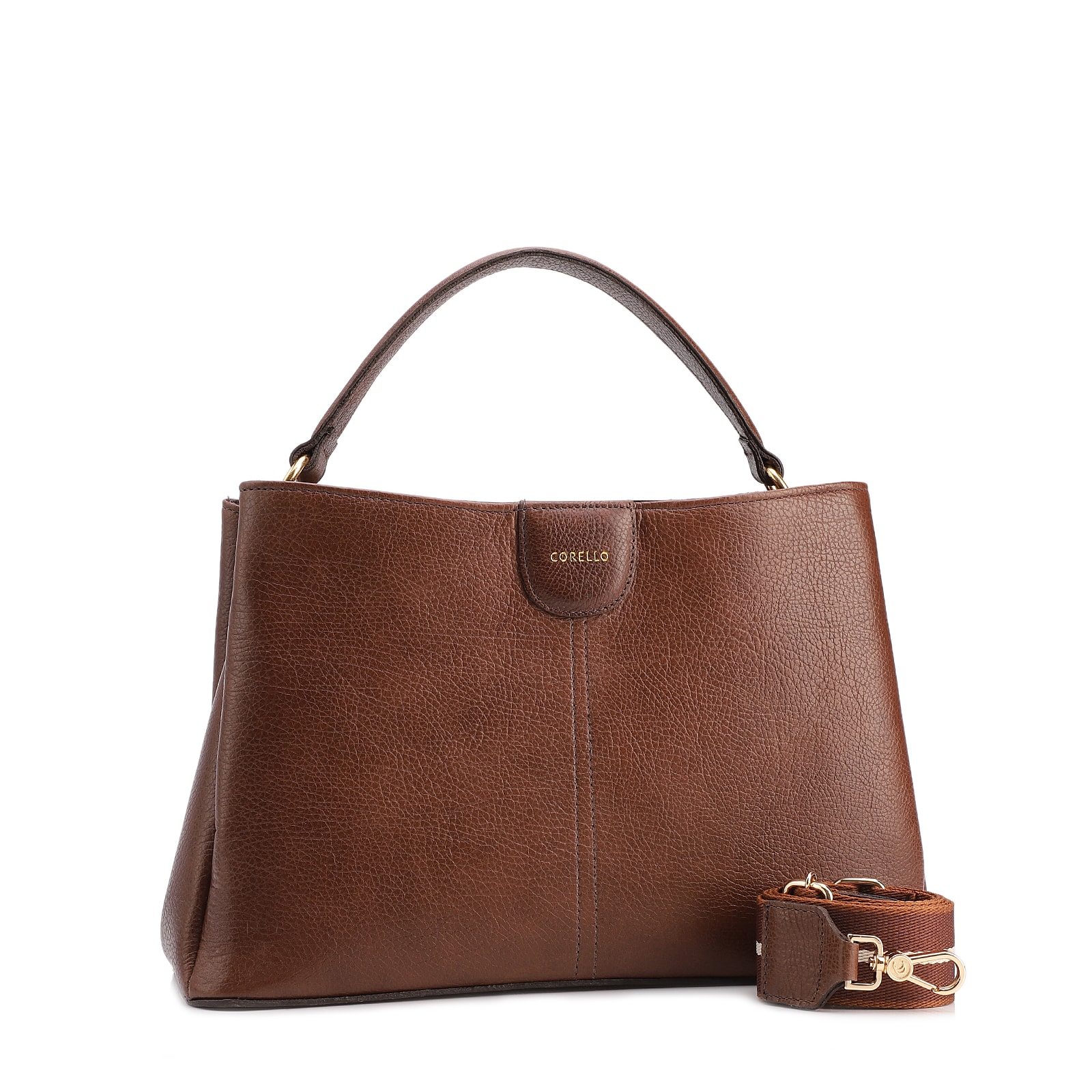 Bolsa Tote Grande Couro Antique Marrom Divisórias