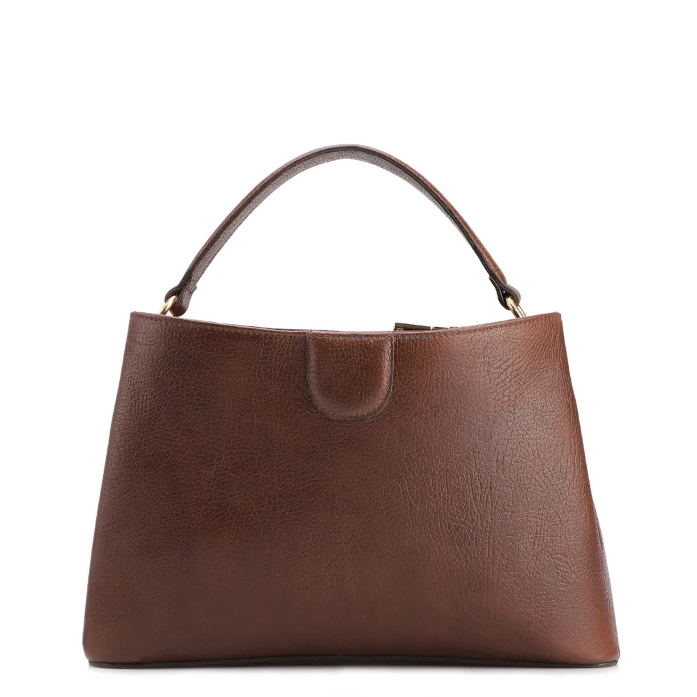 Bolsa Tote Grande Couro Antique Marrom Divisórias - imagem 4