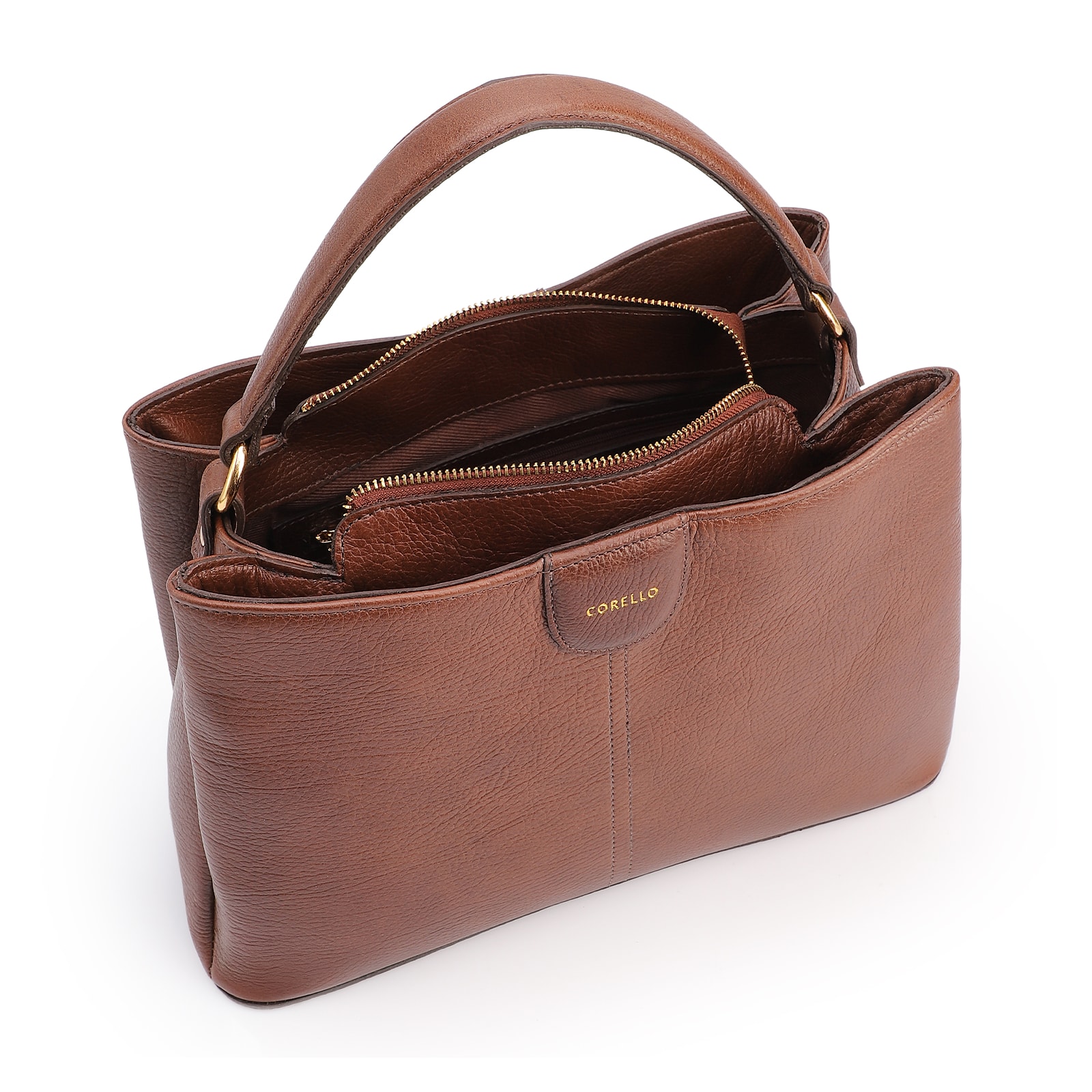Bolsa Tote Grande Couro Antique Marrom Divisórias