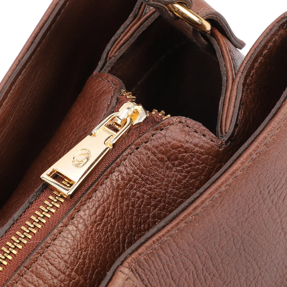 Bolsa Tote Grande Couro Antique Marrom Divisórias - imagem 6