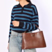 Bolsa Tote Grande Couro Antique Marrom Divisórias - imagem 2