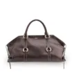 Bolsa Tote Grande Couro Antique Marrom Escuro Argolas Douradas - imagem 1