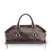 Bolsa Tote Grande Couro Antique Marrom Escuro Argolas Douradas - imagem 1