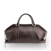Bolsa Tote Grande Couro Antique Marrom Escuro Argolas Douradas - imagem 4