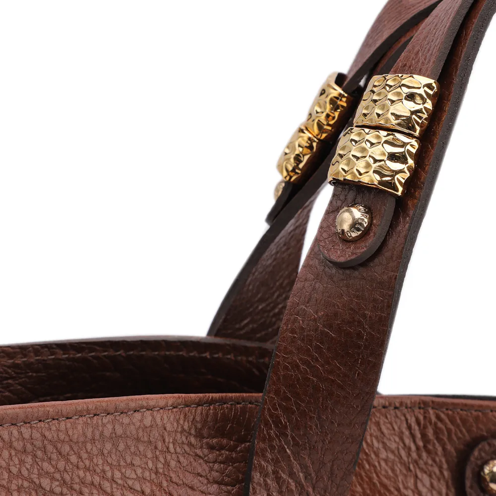 Bolsa Tote Grande Couro Antique Marrom Fecho Magnético - imagem 5