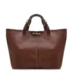 Bolsa Tote Grande Couro Antique Marrom Fecho Magnético - imagem 1