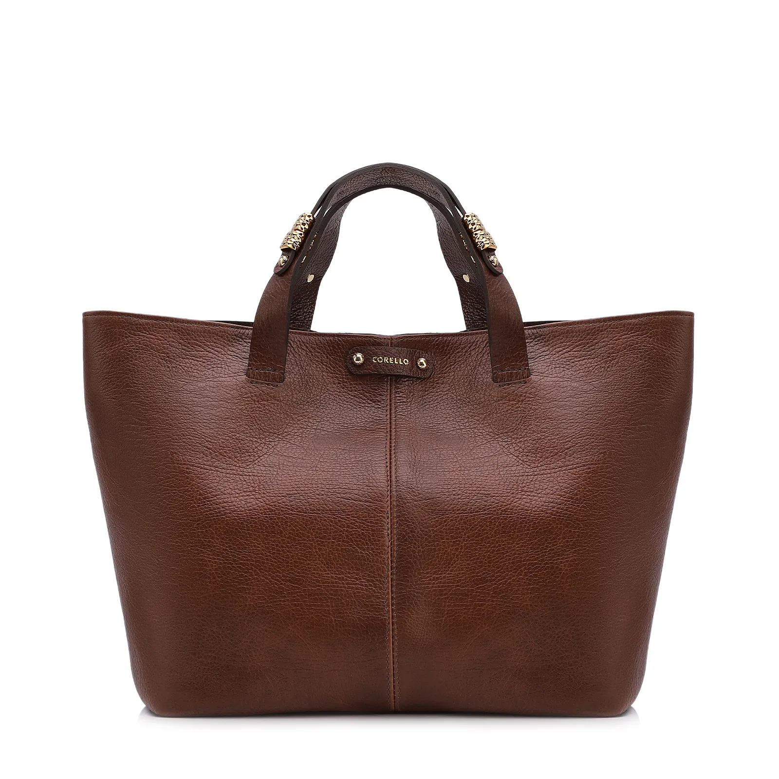 Bolsa Tote Grande Couro Antique Marrom Fecho Magnético
