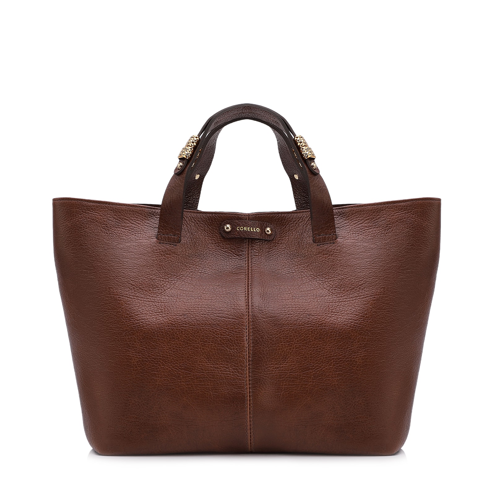 Bolsa Tote Grande Couro Antique Marrom Fecho Magnético