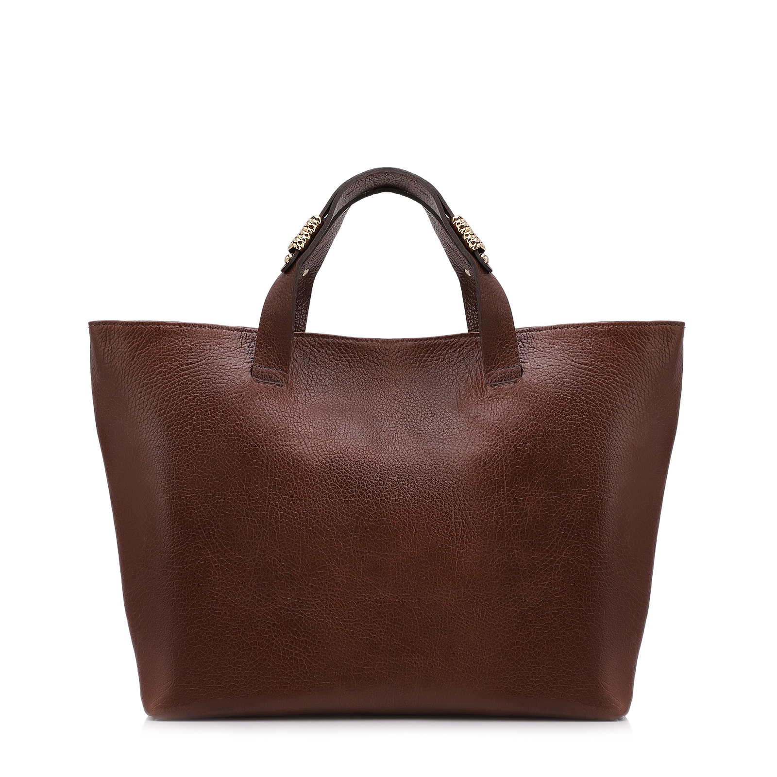 Bolsa Tote Grande Couro Antique Marrom Fecho Magnético