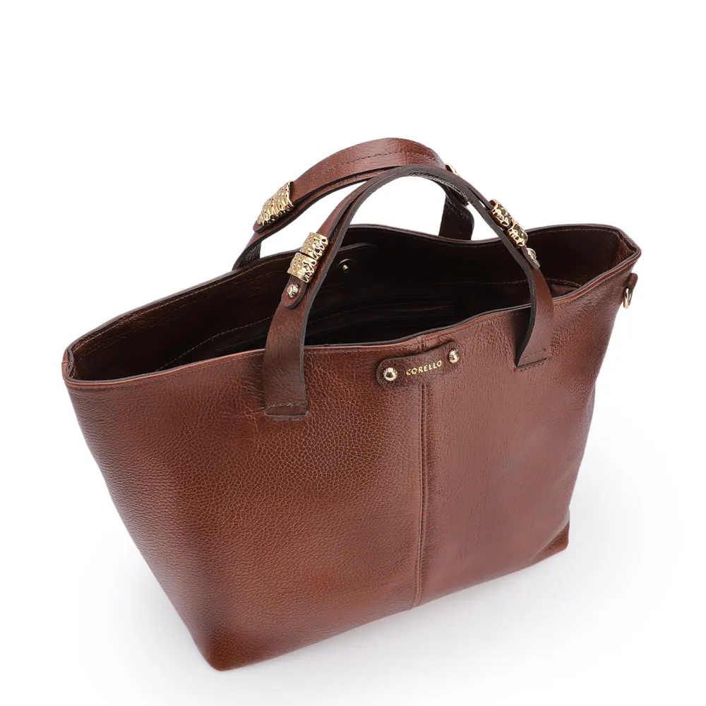 Bolsa Tote Grande Couro Antique Marrom Fecho Magnético - imagem 4