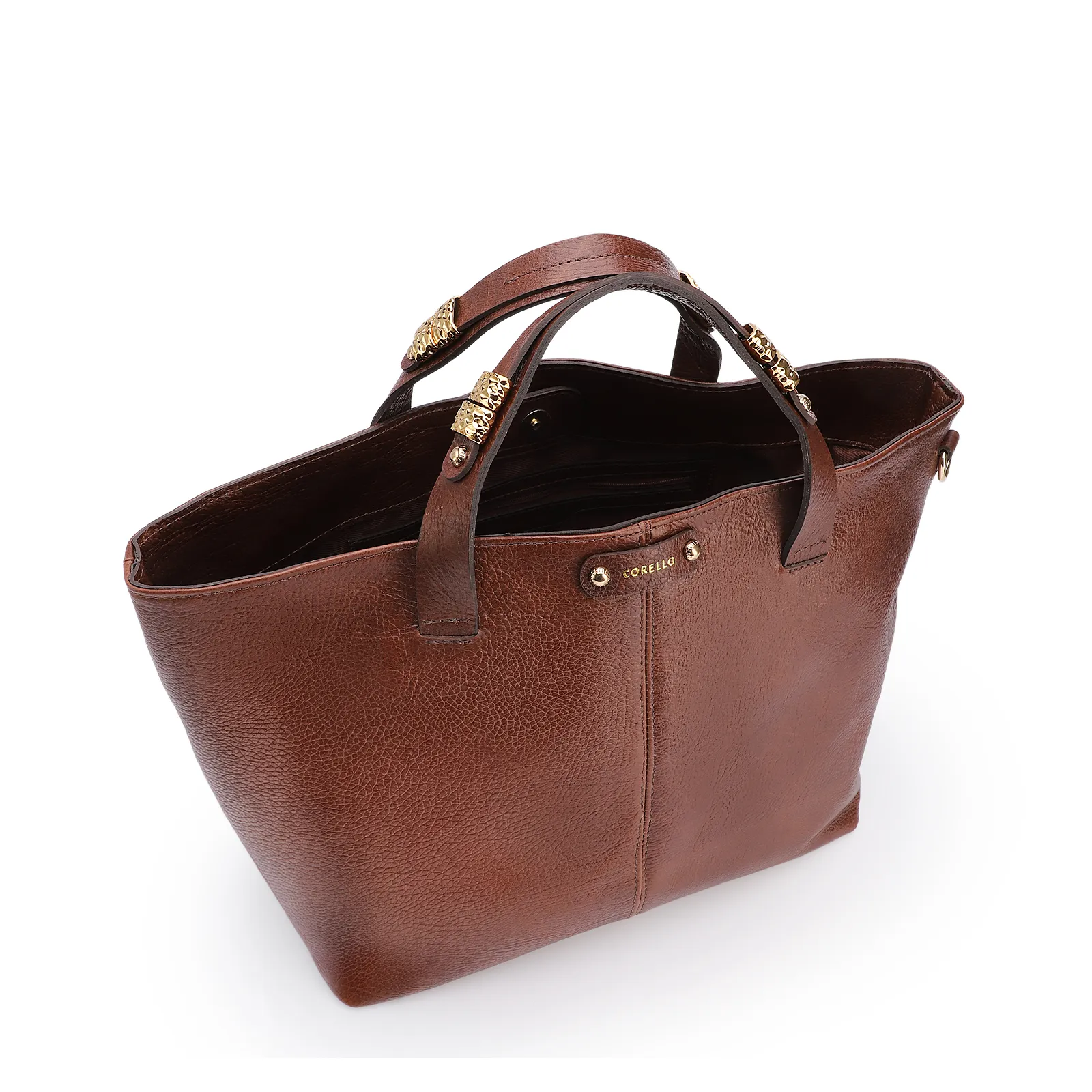 Bolsa Tote Grande Couro Antique Marrom Fecho Magnético