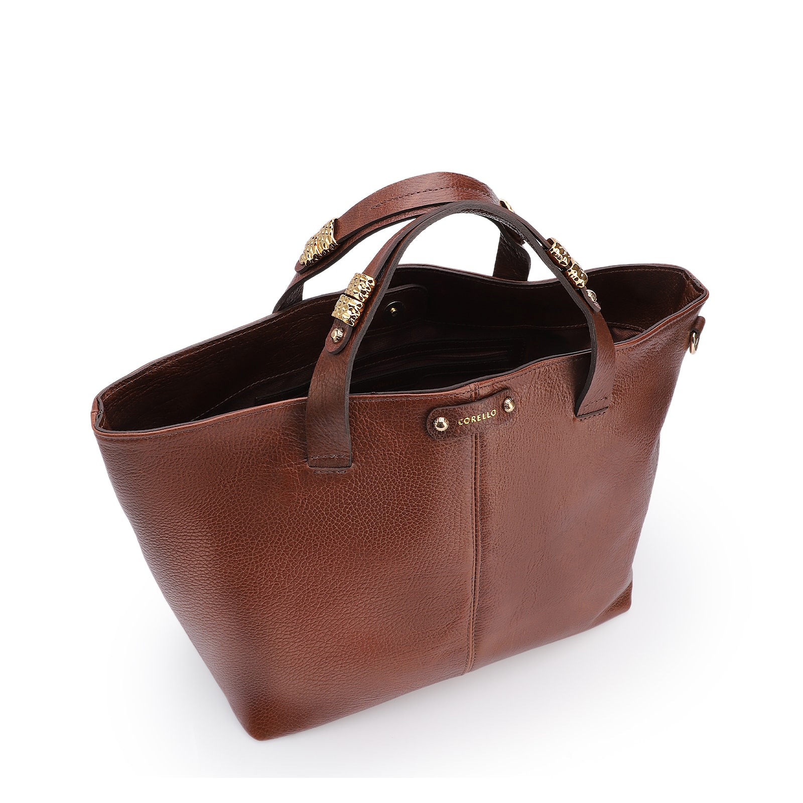 Bolsa Tote Grande Couro Antique Marrom Fecho Magnético