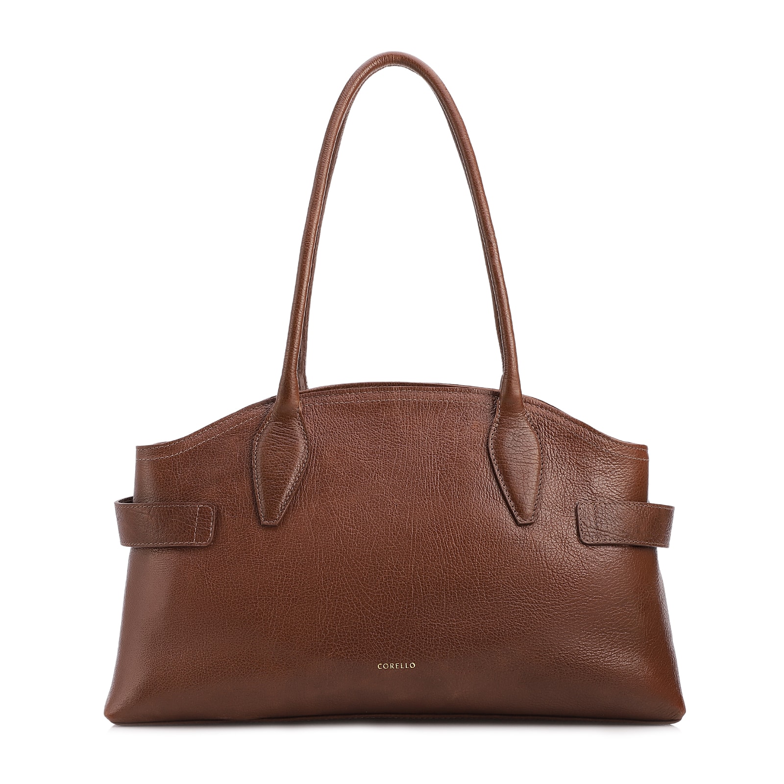 Bolsa Tote Grande Couro Antique Marrom Laterais Rebites