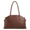 Bolsa Tote Grande Couro Antique Marrom Laterais Rebites - imagem 1