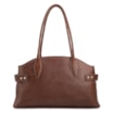 Bolsa Tote Grande Couro Antique Marrom Laterais Rebites - imagem 1