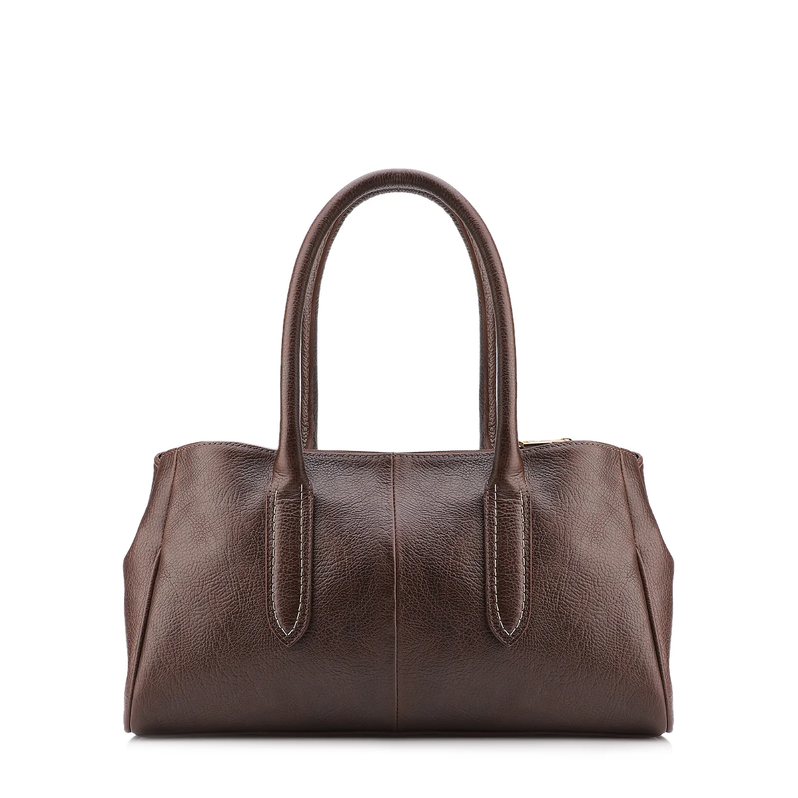Bolsa Tote Grande Couro Antique Marrom Pesponto