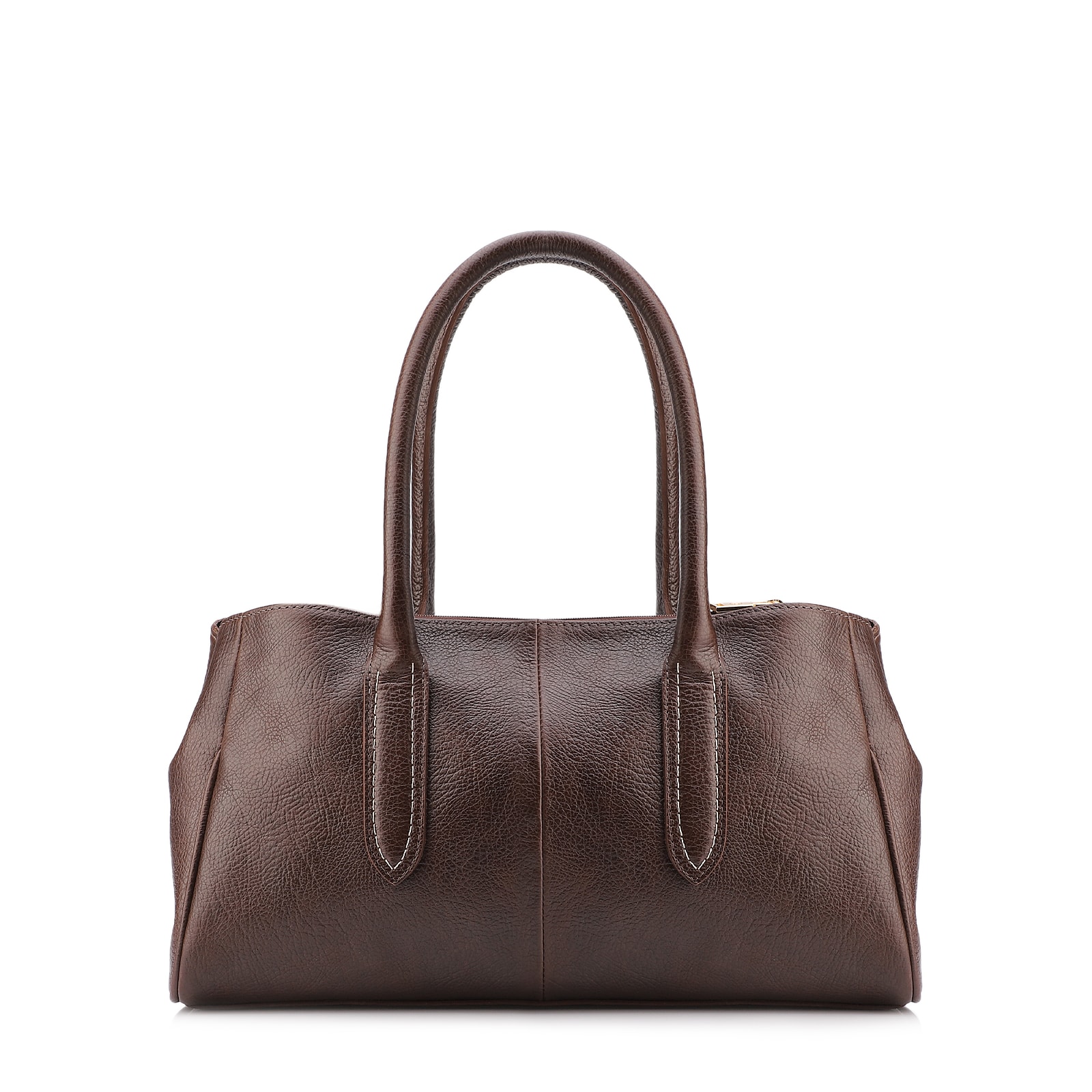 Bolsa Tote Grande Couro Antique Marrom Pesponto