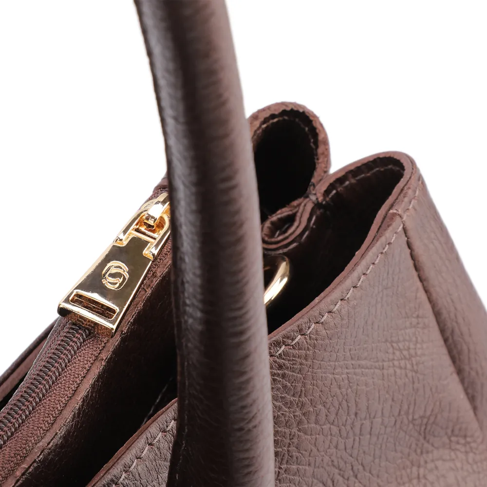 Bolsa Tote Grande Couro Antique Marrom Pesponto - imagem 5