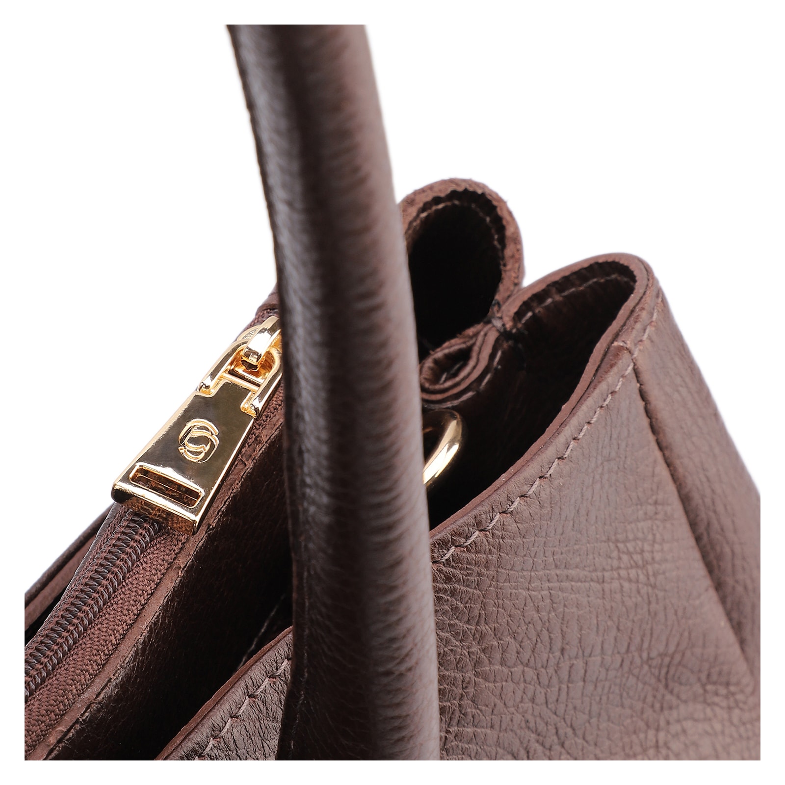 Bolsa Tote Grande Couro Antique Marrom Pesponto