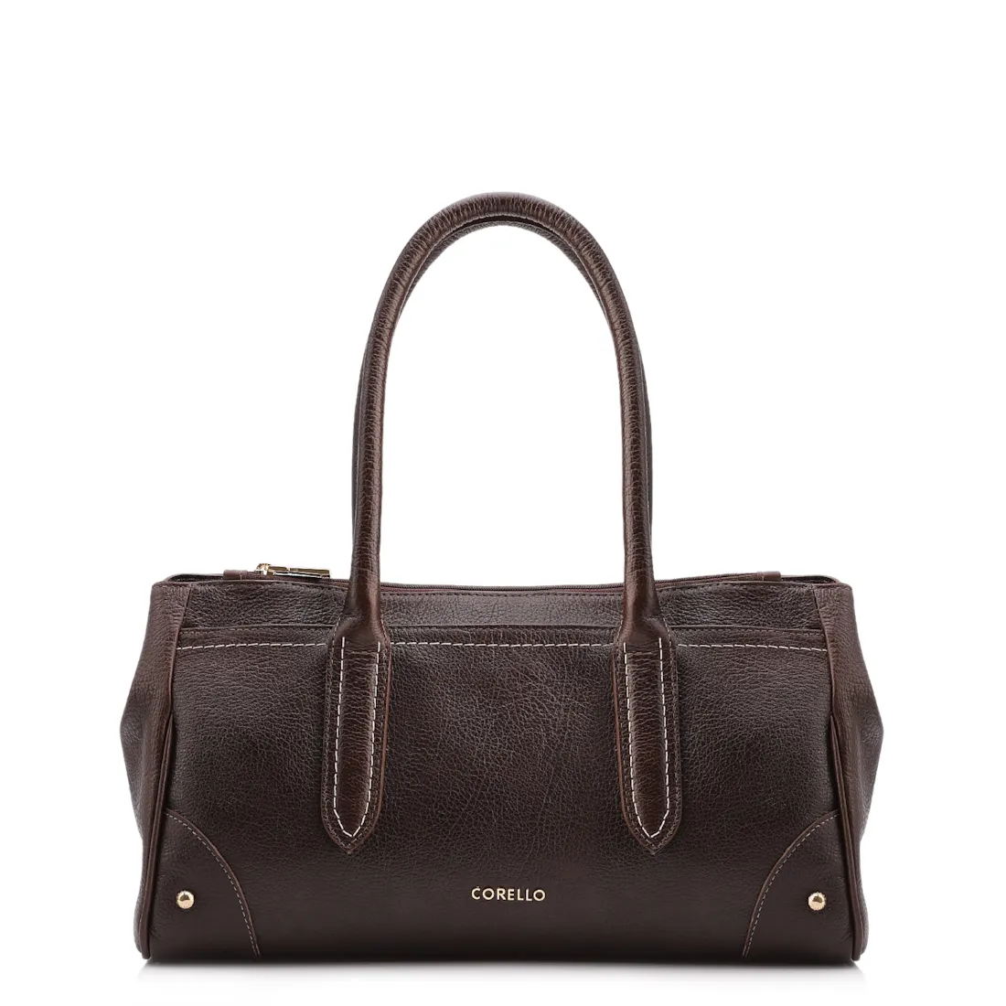 Bolsa Tote Grande Couro Antique Marrom Pesponto