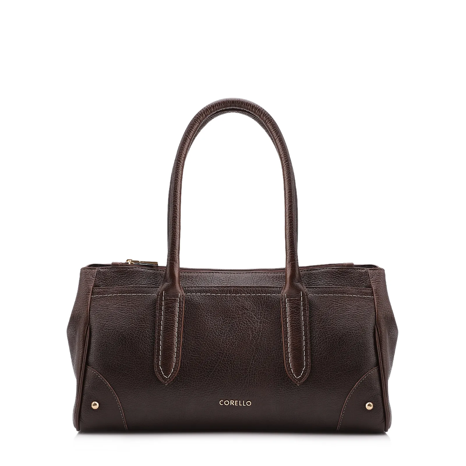 Bolsa Tote Grande Couro Antique Marrom Pesponto