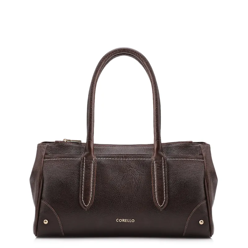 Bolsa Tote Grande Couro Antique Marrom Pesponto