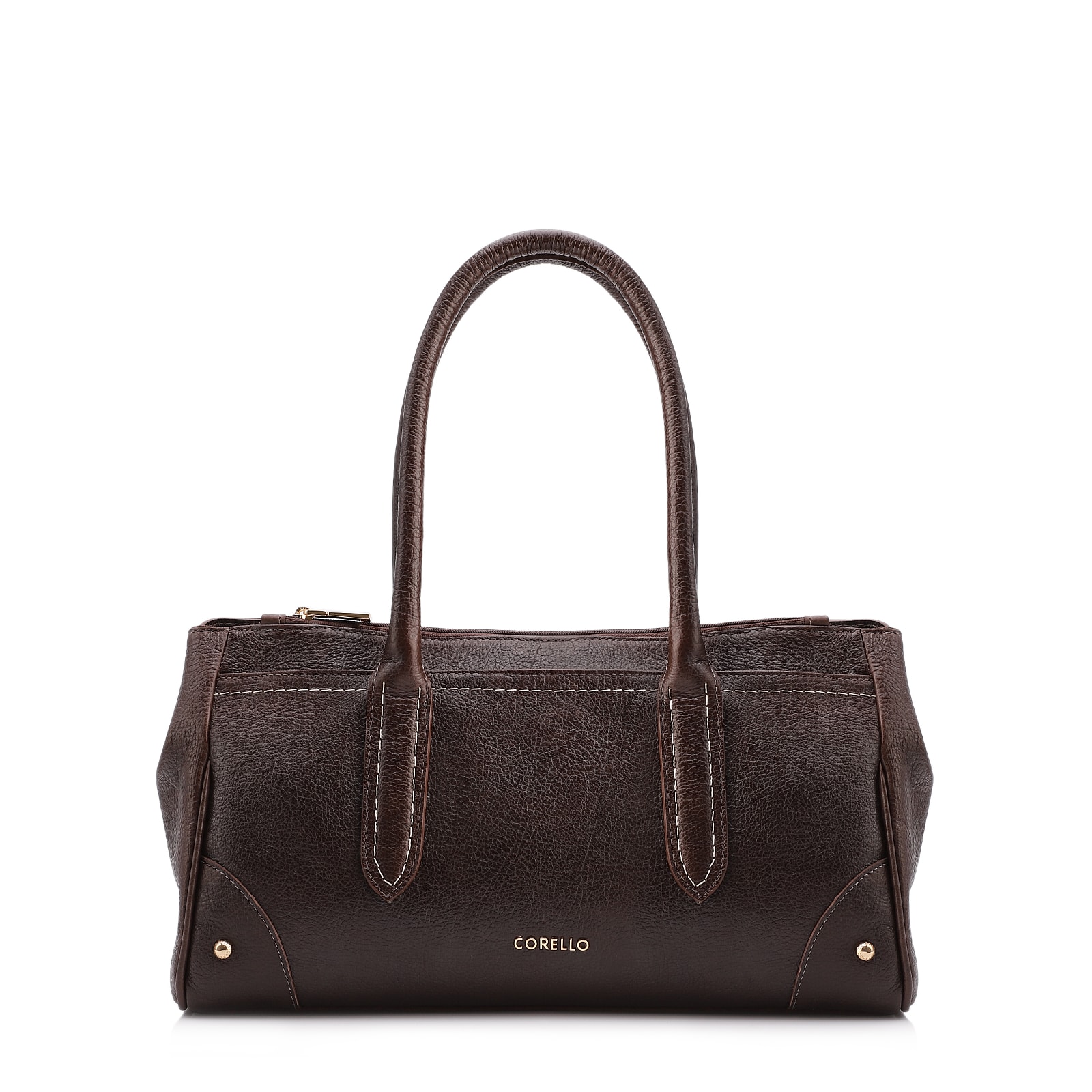 Bolsa Tote Grande Couro Antique Marrom Pesponto