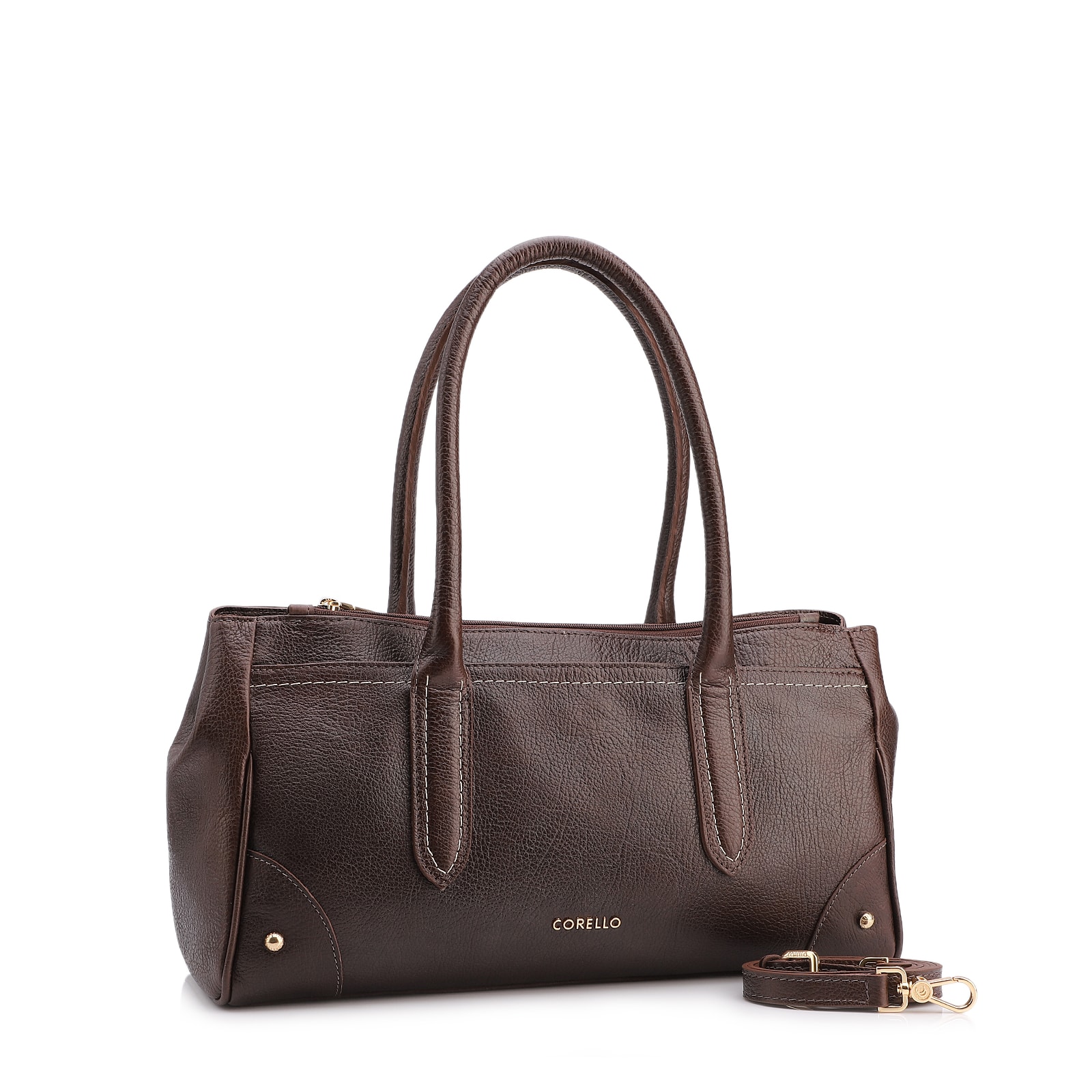 Bolsa Tote Grande Couro Antique Marrom Pesponto