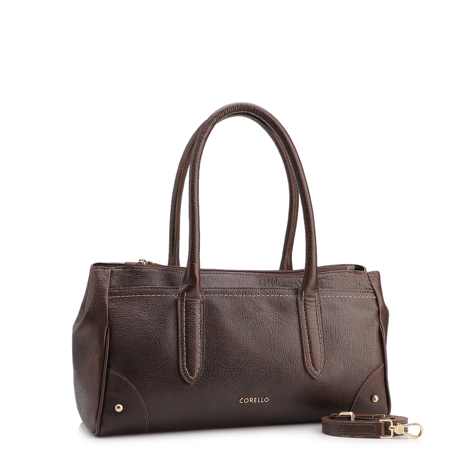 Bolsa Tote Grande Couro Antique Marrom Pesponto