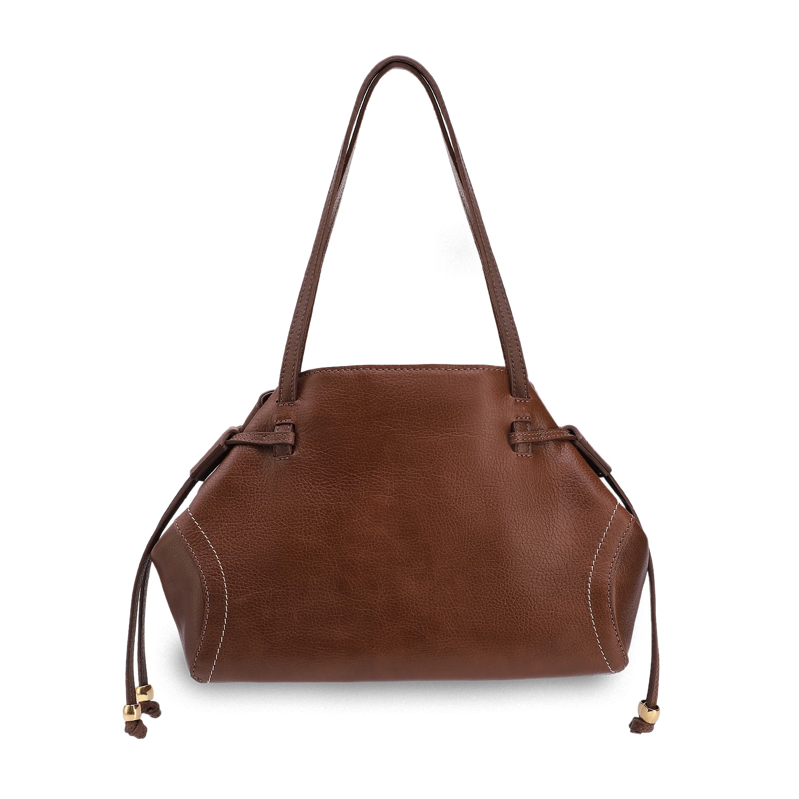 Bolsa Tote Grande Couro Antique Marrom Pespontos Laterais