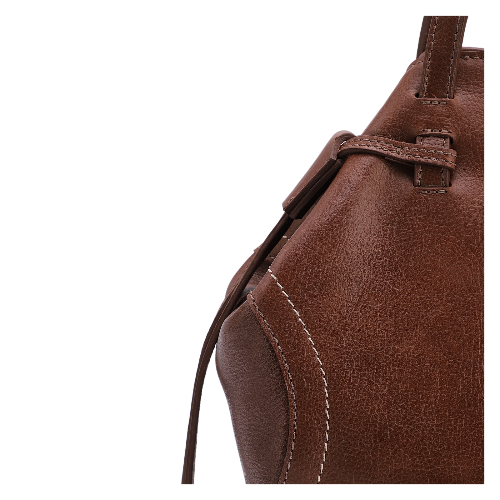 Bolsa Tote Grande Couro Antique Marrom Pespontos Laterais
