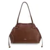 Bolsa Tote Grande Couro Antique Marrom Pespontos Laterais - imagem 1