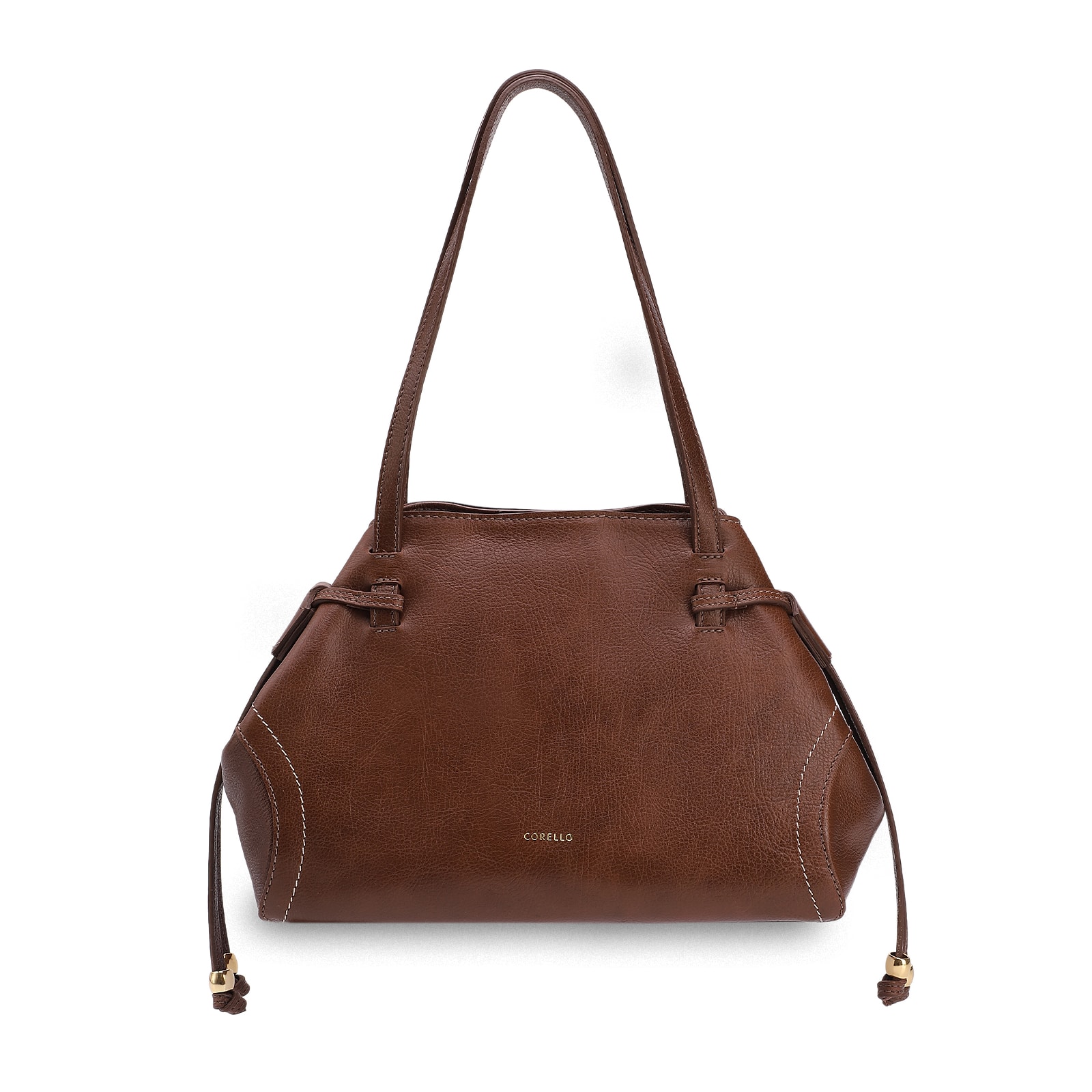 Bolsa Tote Grande Couro Antique Marrom Pespontos Laterais