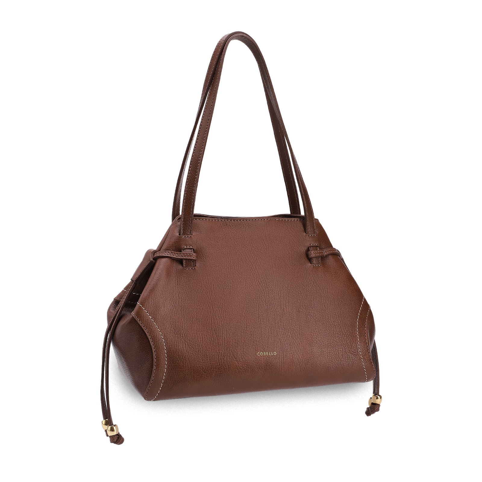 Bolsa Tote Grande Couro Antique Marrom Pespontos Laterais