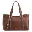 Bolsa Tote Grande Couro Antique Marrom Pingente - imagem 1