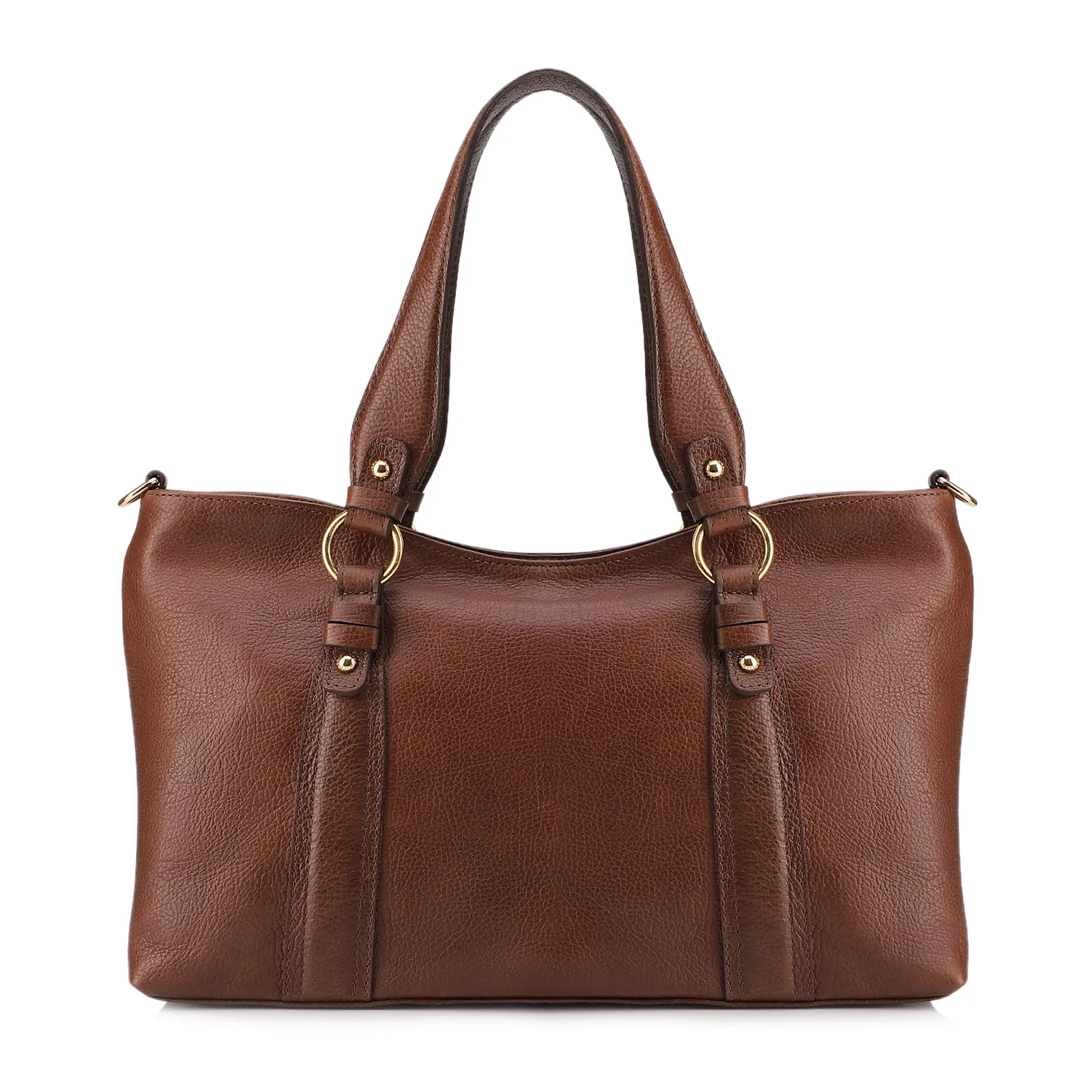 Bolsa Tote Grande Couro Antique Marrom Pingente