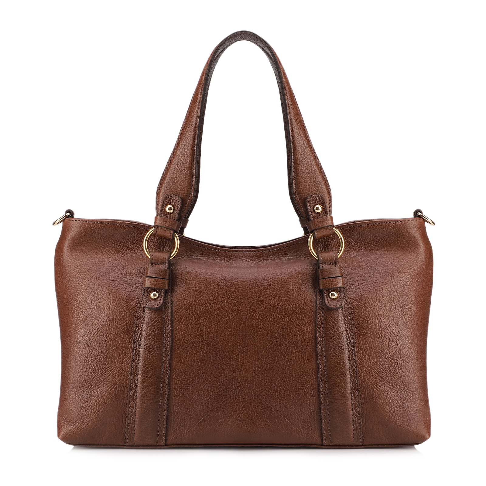 Bolsa Tote Grande Couro Antique Marrom Pingente