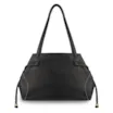 Bolsa Tote Grande Couro Antique Preta Pespontos Laterais - imagem 3