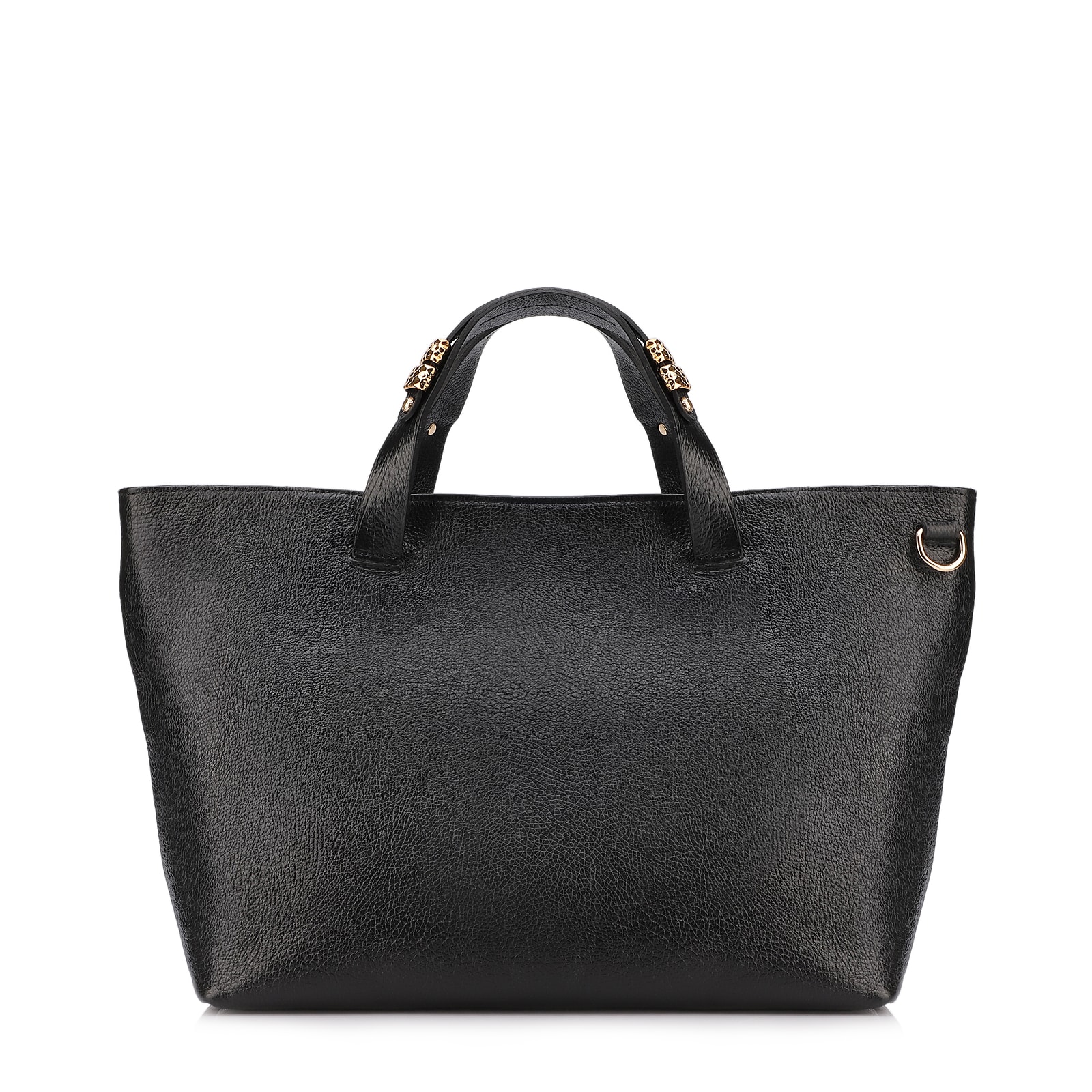 Bolsa Tote Grande Couro Antique Preto Fecho Magnético
