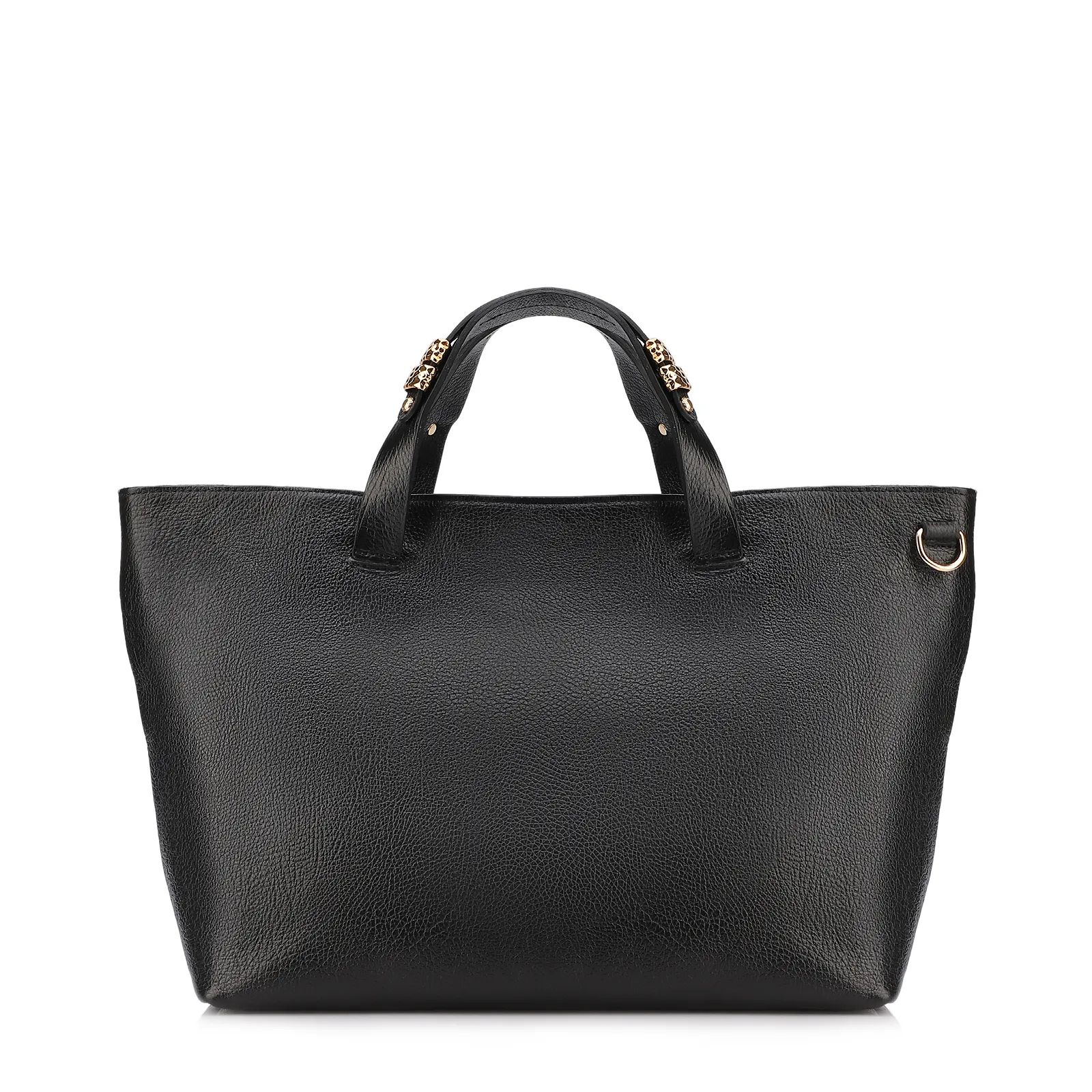 Bolsa Tote Grande Couro Antique Preto Fecho Magnético