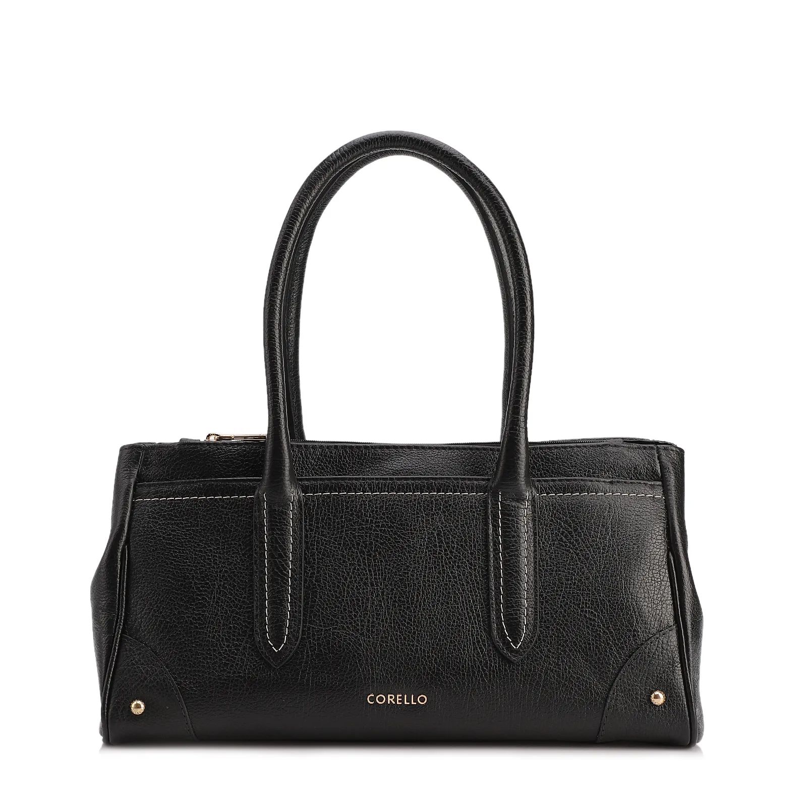 Bolsa Tote Grande Couro Antique Preto Pesponto